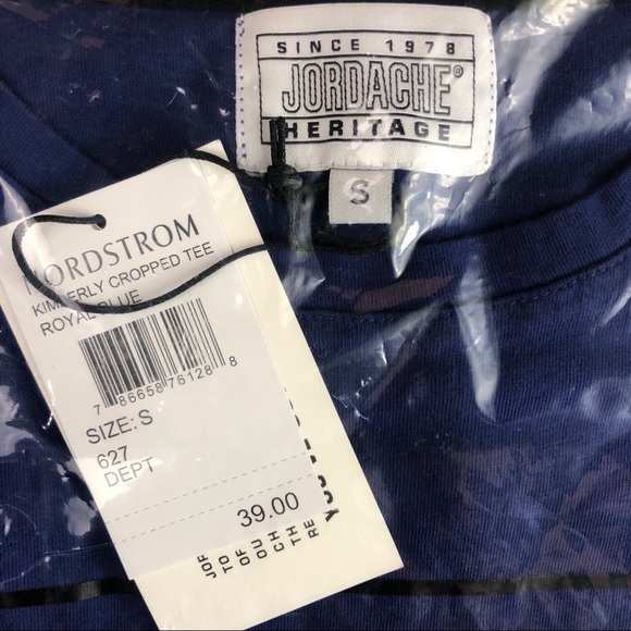 Jordache Kimberly Crop Tee Blue & Black Size S NWT - Picture 8 of 8
